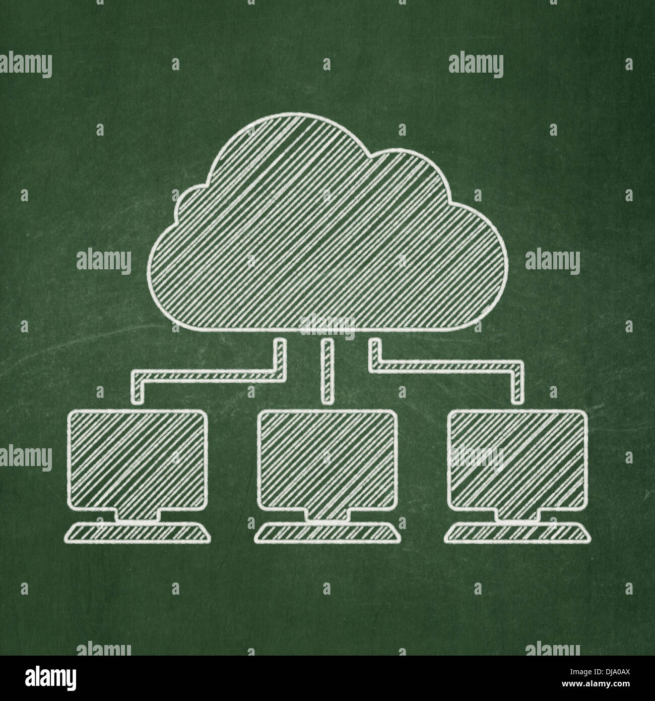 Cloud computing concept: Cloud Network on chalkboard background Stock ...