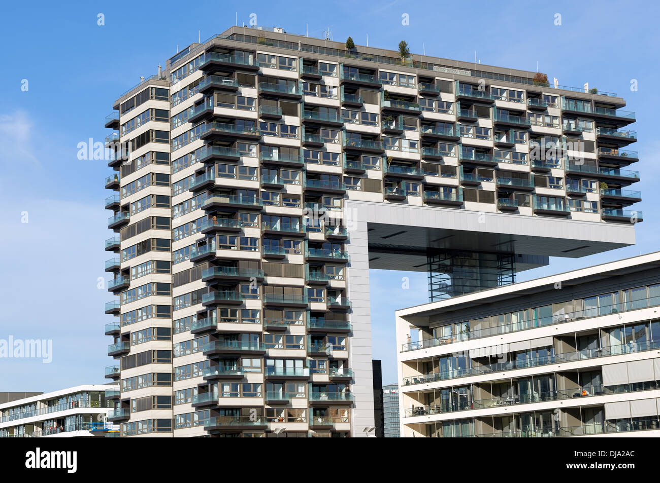 Apartment block known as 'The Crane Houses' Cologne, Germany Stock