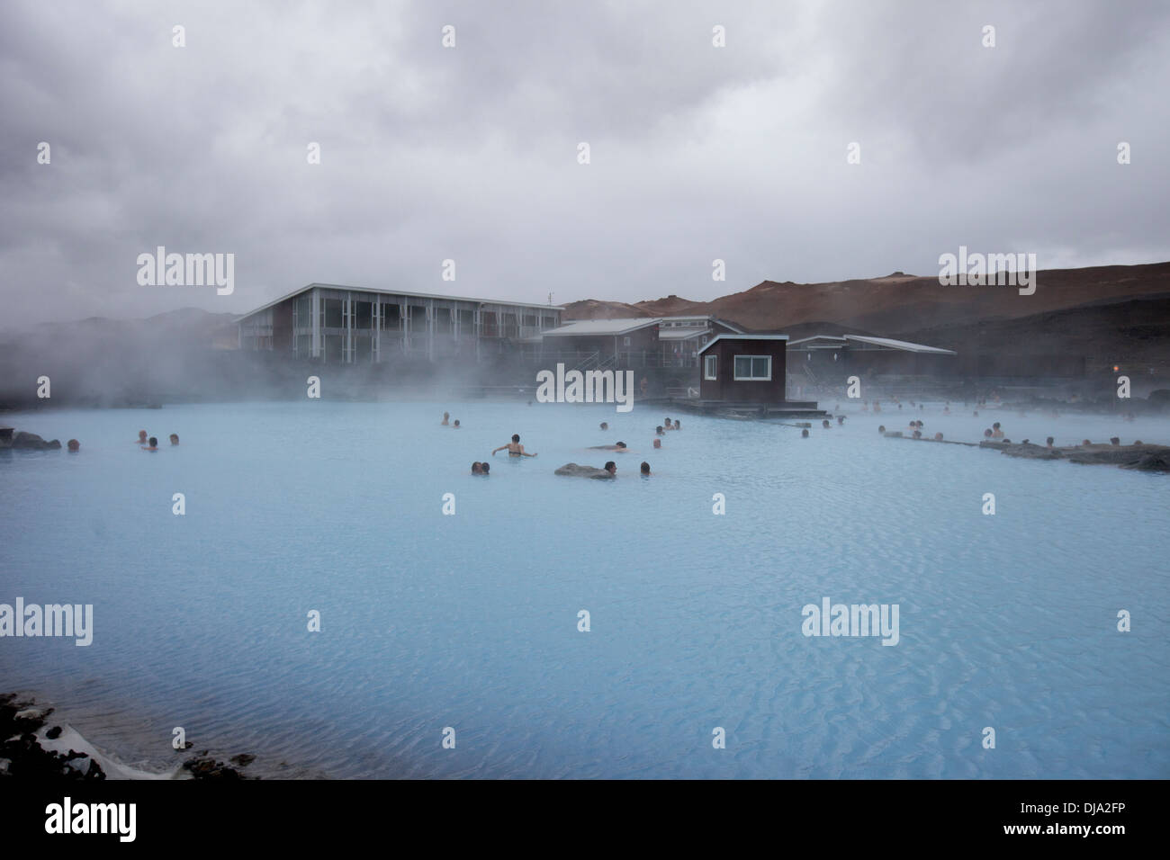 Hot spring in Iceland where people bathe Stock Photo