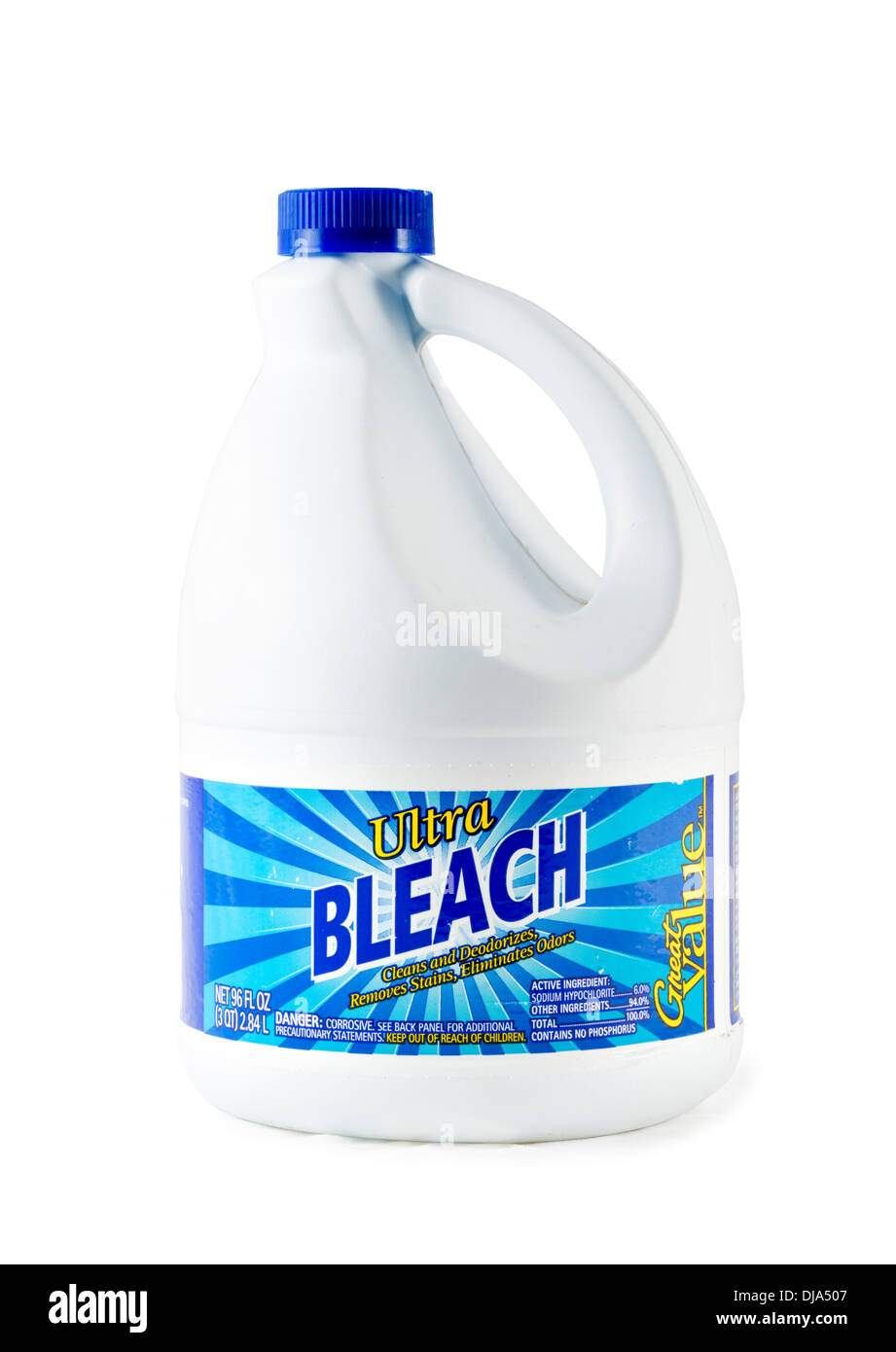 Container of household bleach, USA Stock Photo