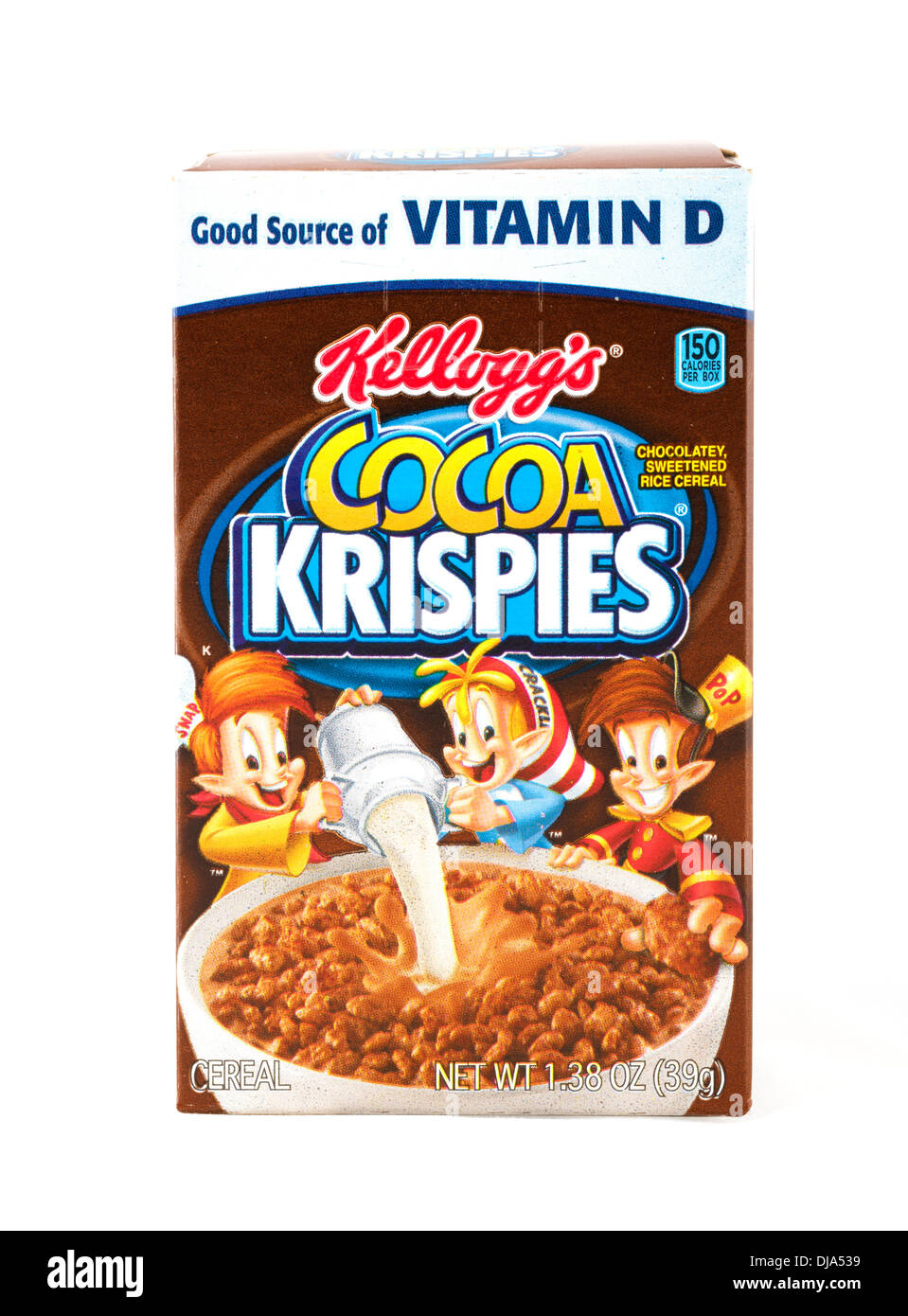 Small packet of Kellogg's Cocoa Krispies breakfast cereal from a Fun Pak, USA Stock Photo