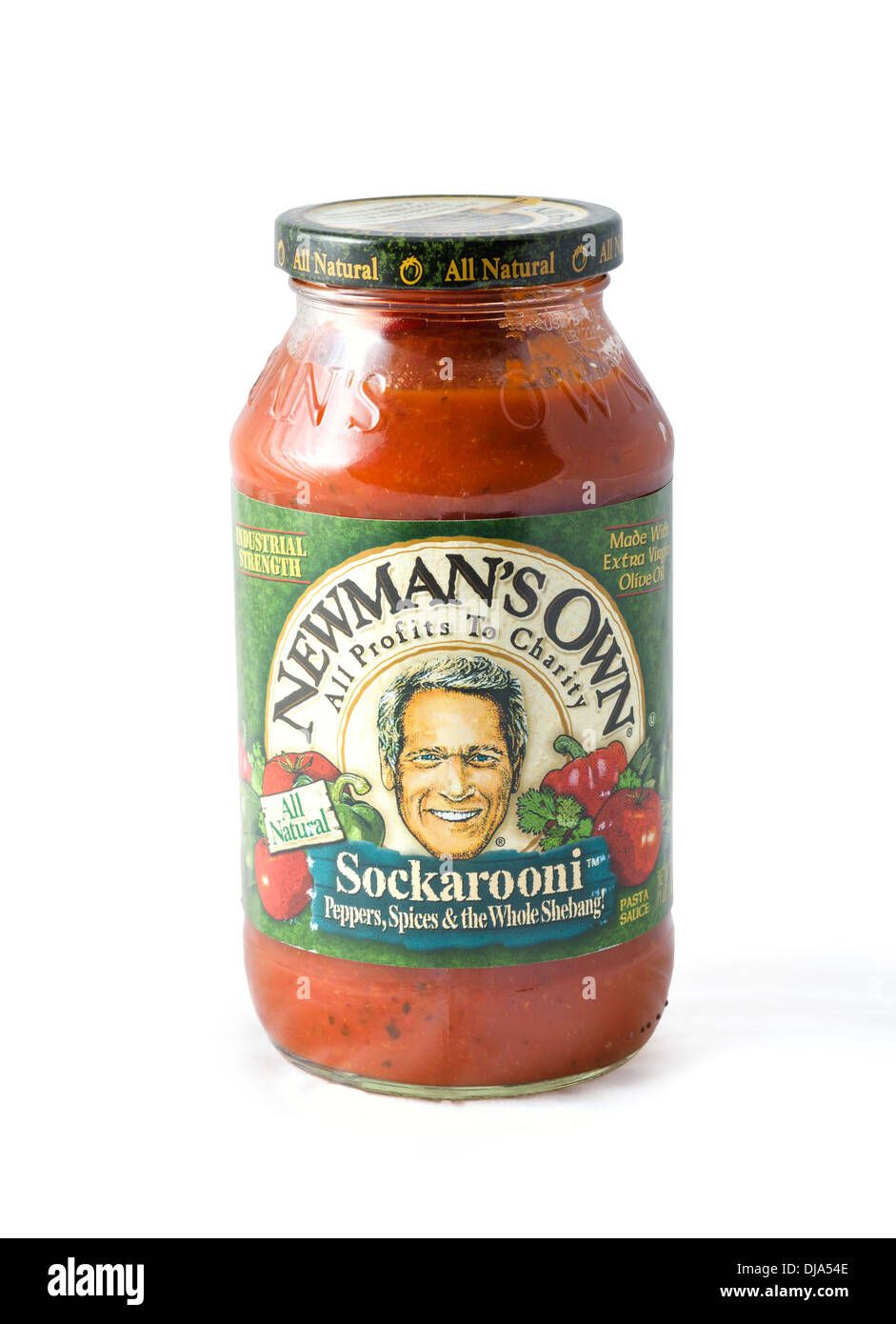 Jar of Newman's Own Sockarooni Pasta Sauce, USA Stock Photo