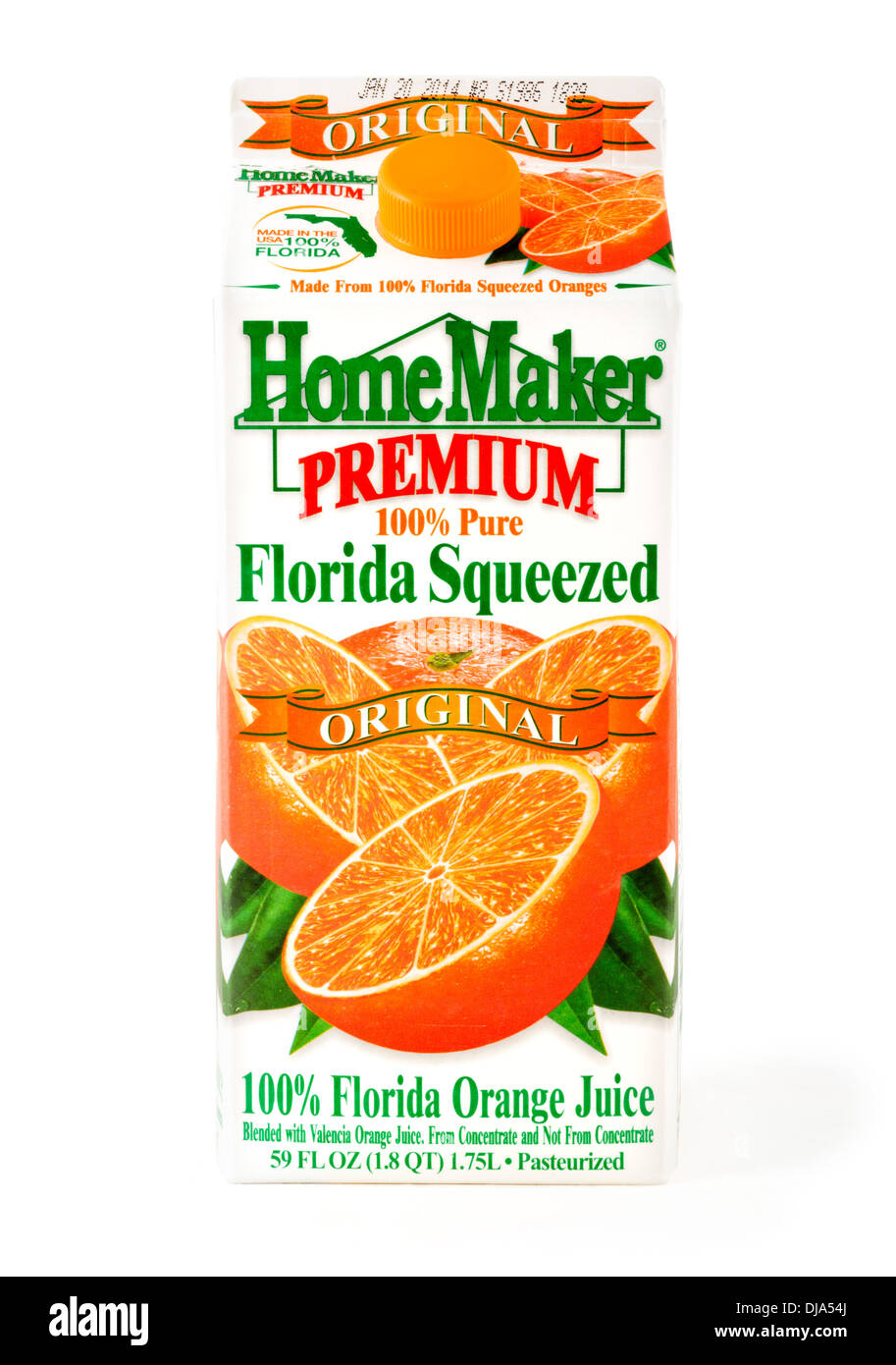 Carton of Home Maker Florida Orange Juice, USA Stock Photo