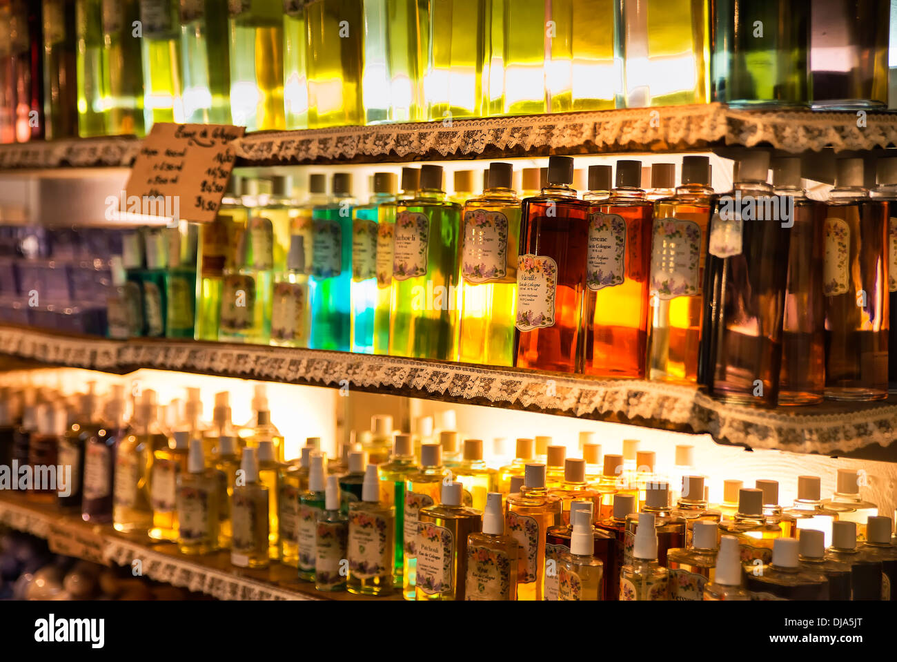 Fragrance compound in a perfumery shop, Gordon, Provence, France Stock Photo