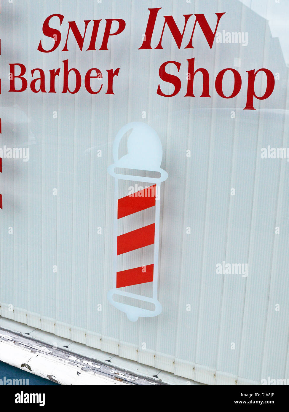 Snip Inn barber shop in Sandbach Cheshire UK Stock Photo