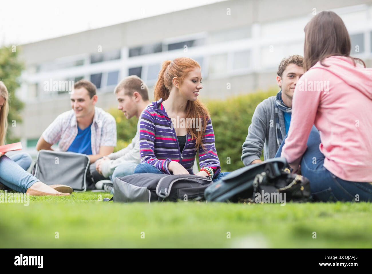 College students sitting in the park Stock Photo - Alamy