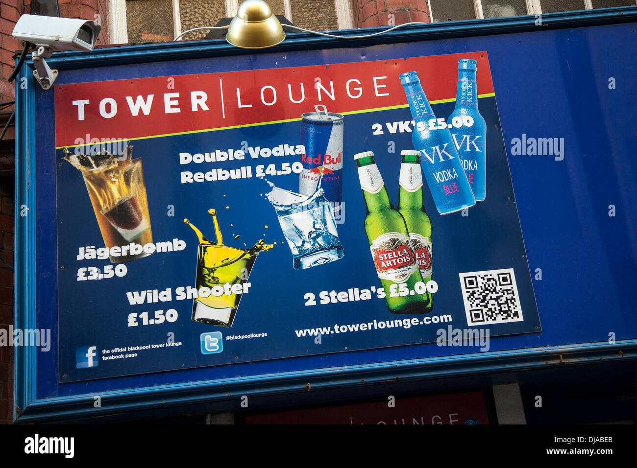 Blackpool, Lancashire, 25th November, 2013. The Council is considering a ban on all alcohol advertising outside pubs, off-licences and shops in a bid to tackle the town’s alcohol-related health problems. Also under consideration are controversial plans to ban late night drinking in the town centre to help ease the burden on over-stretched resources. The proposed introduction of an Early Morning Restriction Order (EMRO)– which would ban pubs and clubs serving booze after 3am, Chief Constable Steve Finningan said the move would help his force. Stock Photo