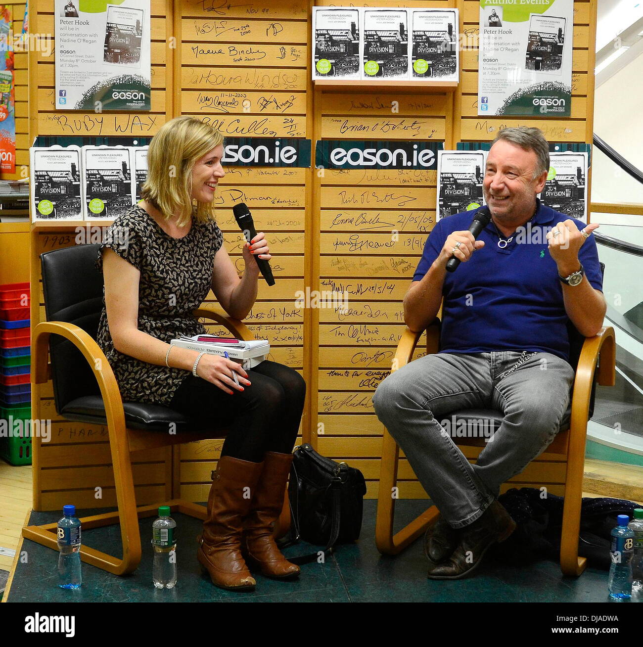 Peter Hook and Nadine O'Regan Peter Hook promotes his new book 'Unknown Pleasures: Inside Joy Division' at Eason Dublin, Ireland - 08.10.12. Stock Photo