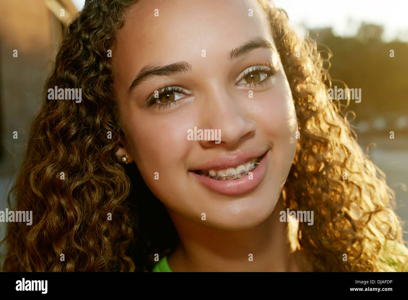 Mixed race girl smiling Stock Photo Alamy