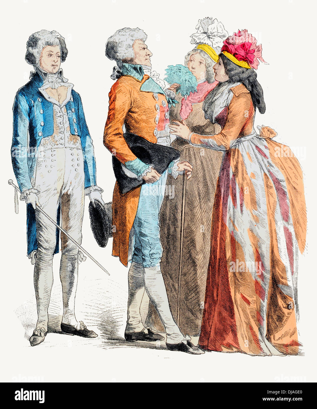 Late 18th century XVIII French Citizens 1790 1792 Stock Photo: 62927368