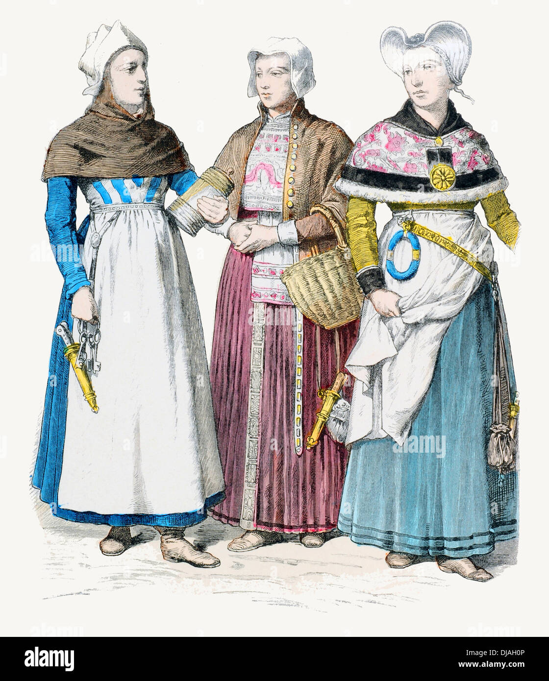 17th century XVII Denmark Women of various districts Stock Photo