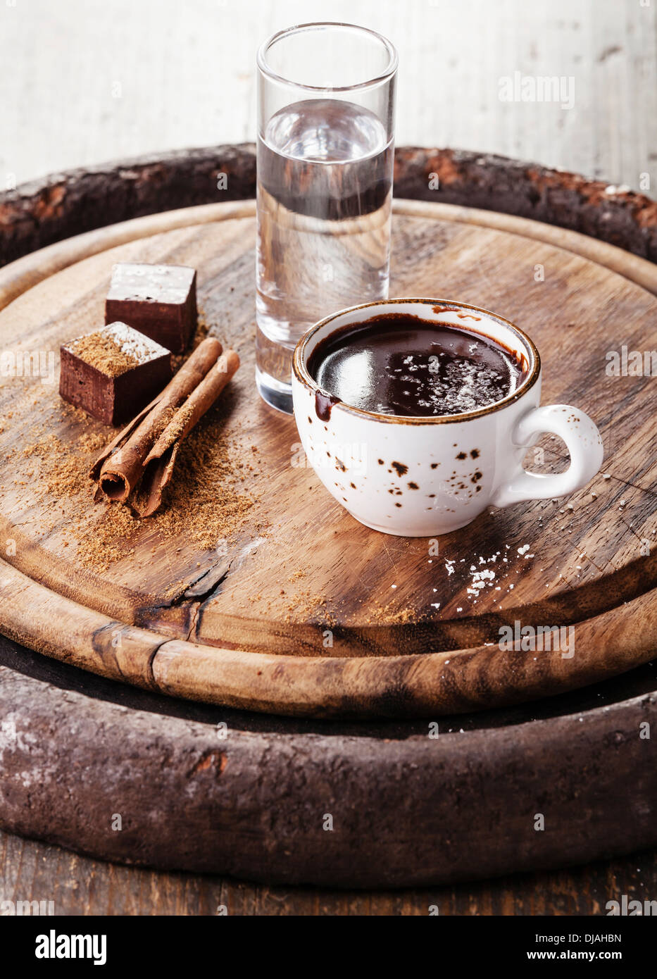 Hot chocolate with spices and water Stock Photo