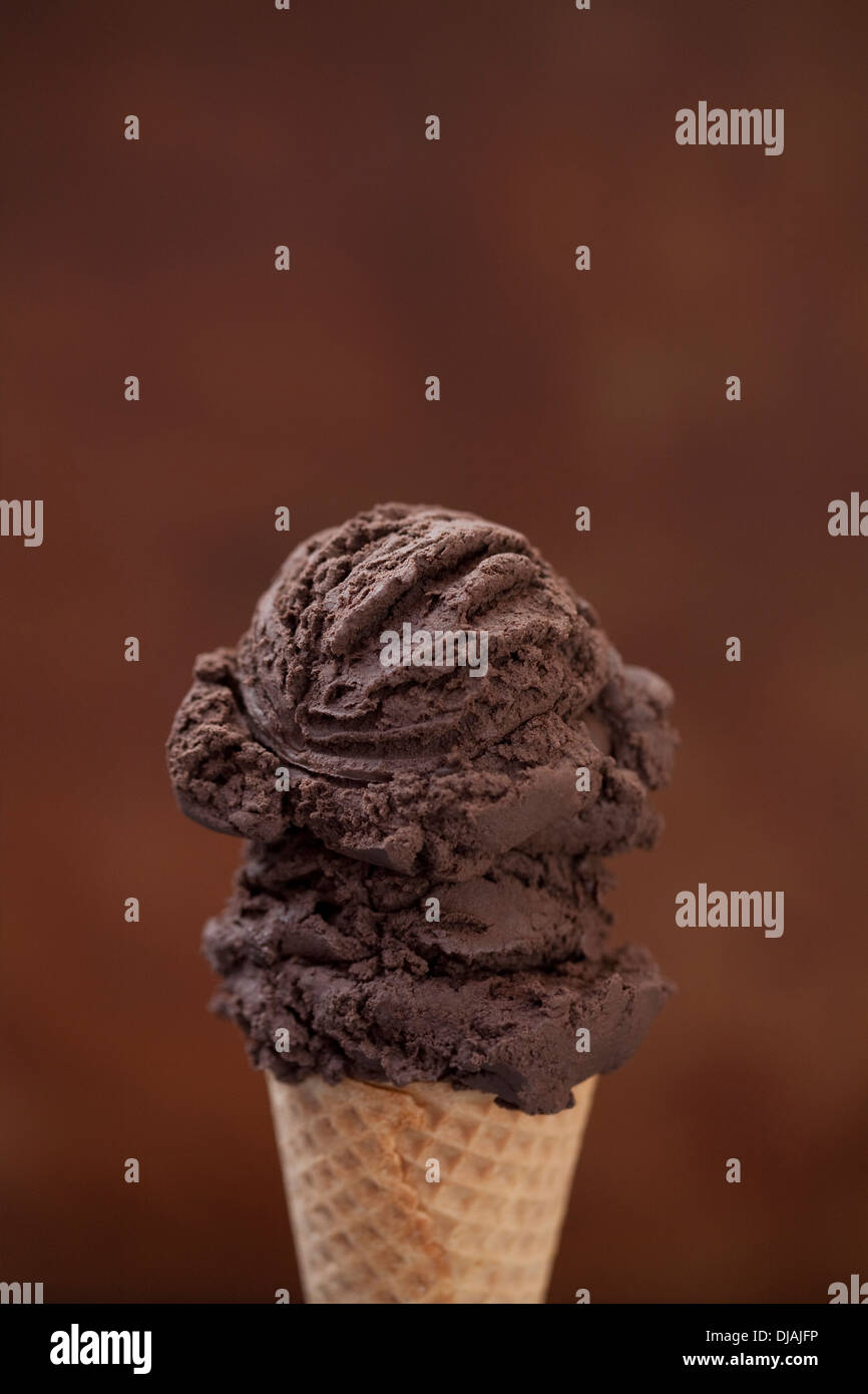 Close up of chocolate ice cream cone Stock Photo