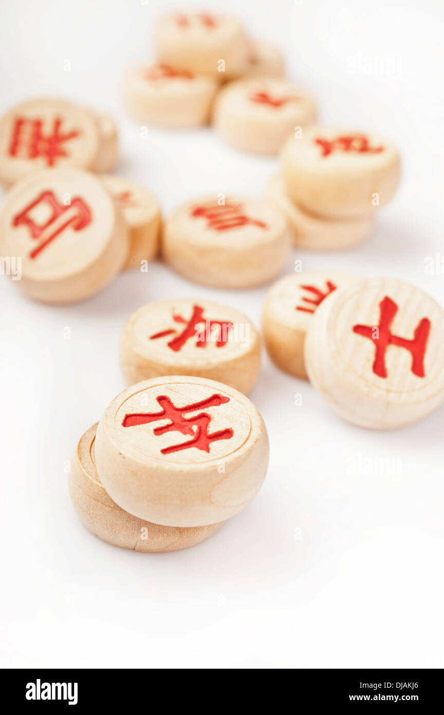 Chinese chess or Xiangqi pieces Stock Photo