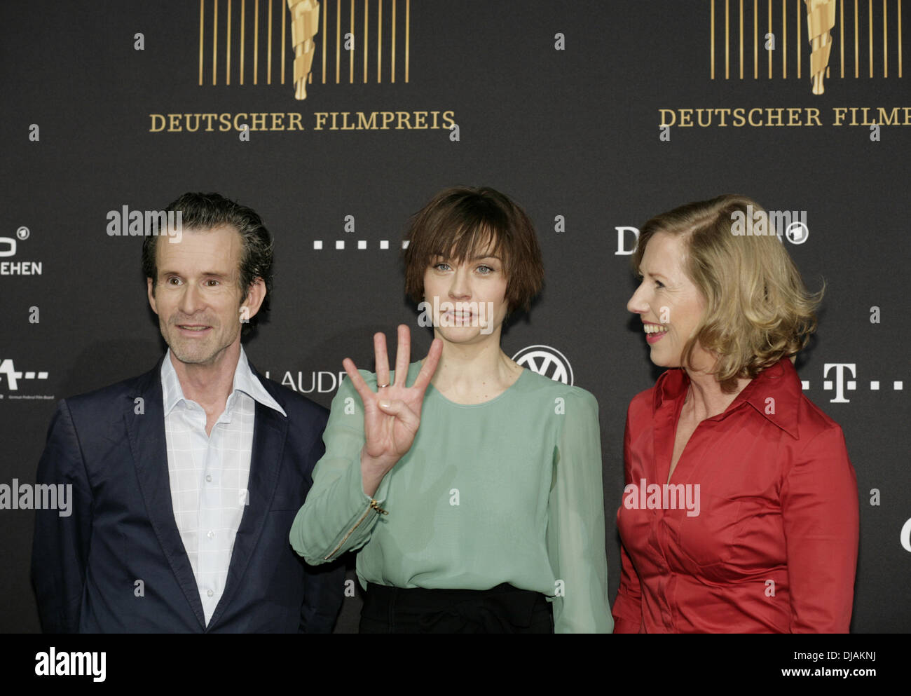 Ulrich Matthes, Christiane Paul and Petra Zieser at the nominations for Deutscher Filmpreis 2012 (German Film Awards) at Friedrichstadtpalast. Berlin, Germany - 23.03.2012 Stock Photo