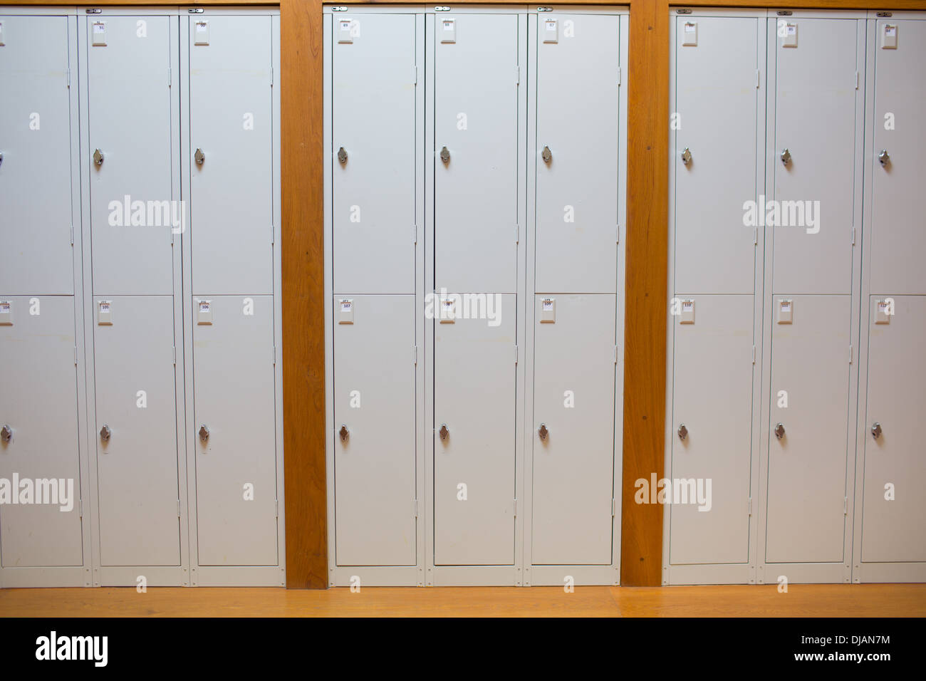 Closed lockers in a row at the college Stock Photo Alamy