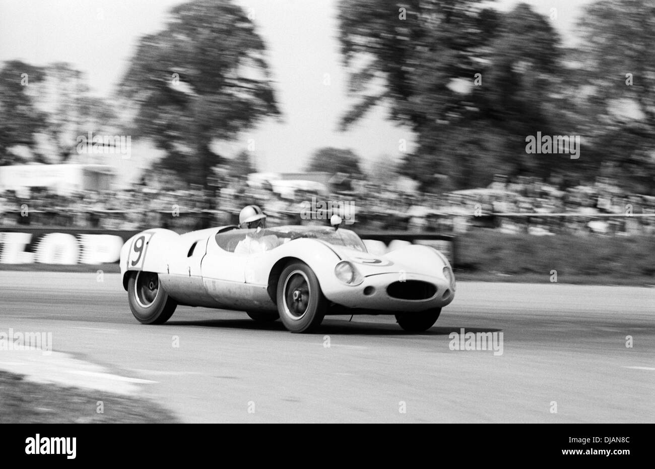 Roy Salvadori in a Cooper Monaco T49 Climax, he won the International Trophy race, Silverstone, England 14 May 1960. Stock Photo
