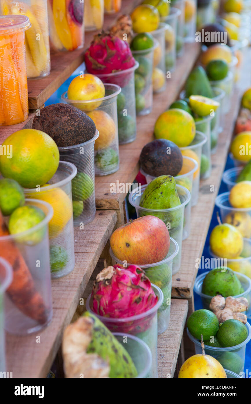 Fruit juice stand at the market in Luang Prabang, Laos Stock Photo Alamy