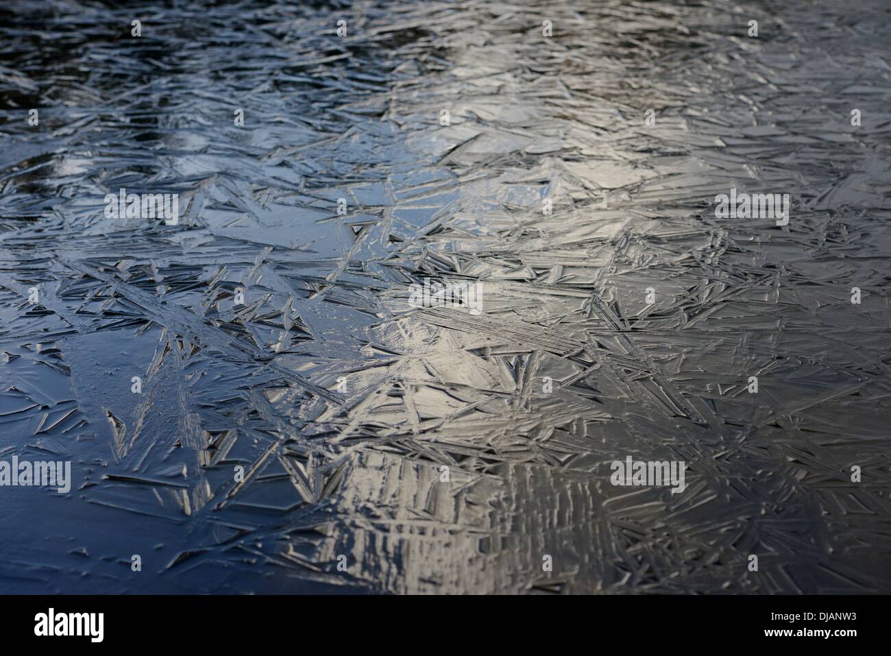 Ice on a smll lake. Picture taken on 25 November 2013. Photo: Frank May Stock Photo