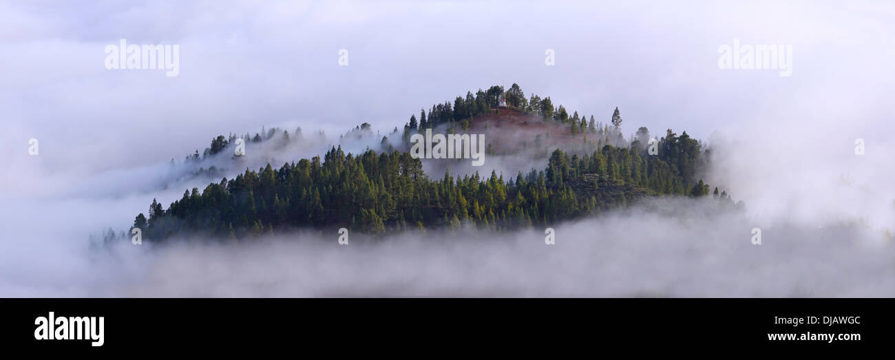 Island shrouded by clouds, Teide National Park, Tenerife, Canary Islands, Spain Stock Photo