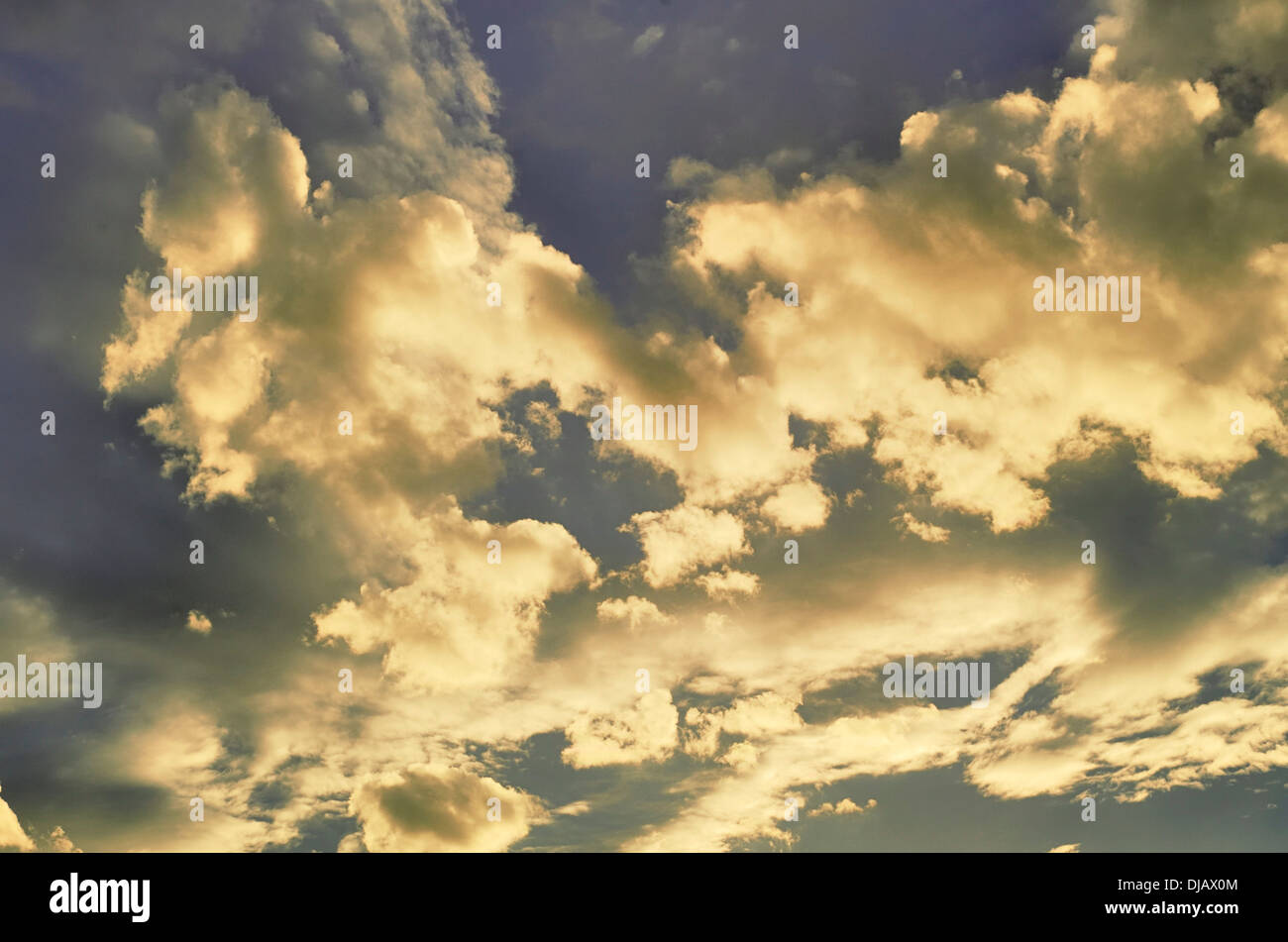 Cumulus clouds in the evening light Stock Photo