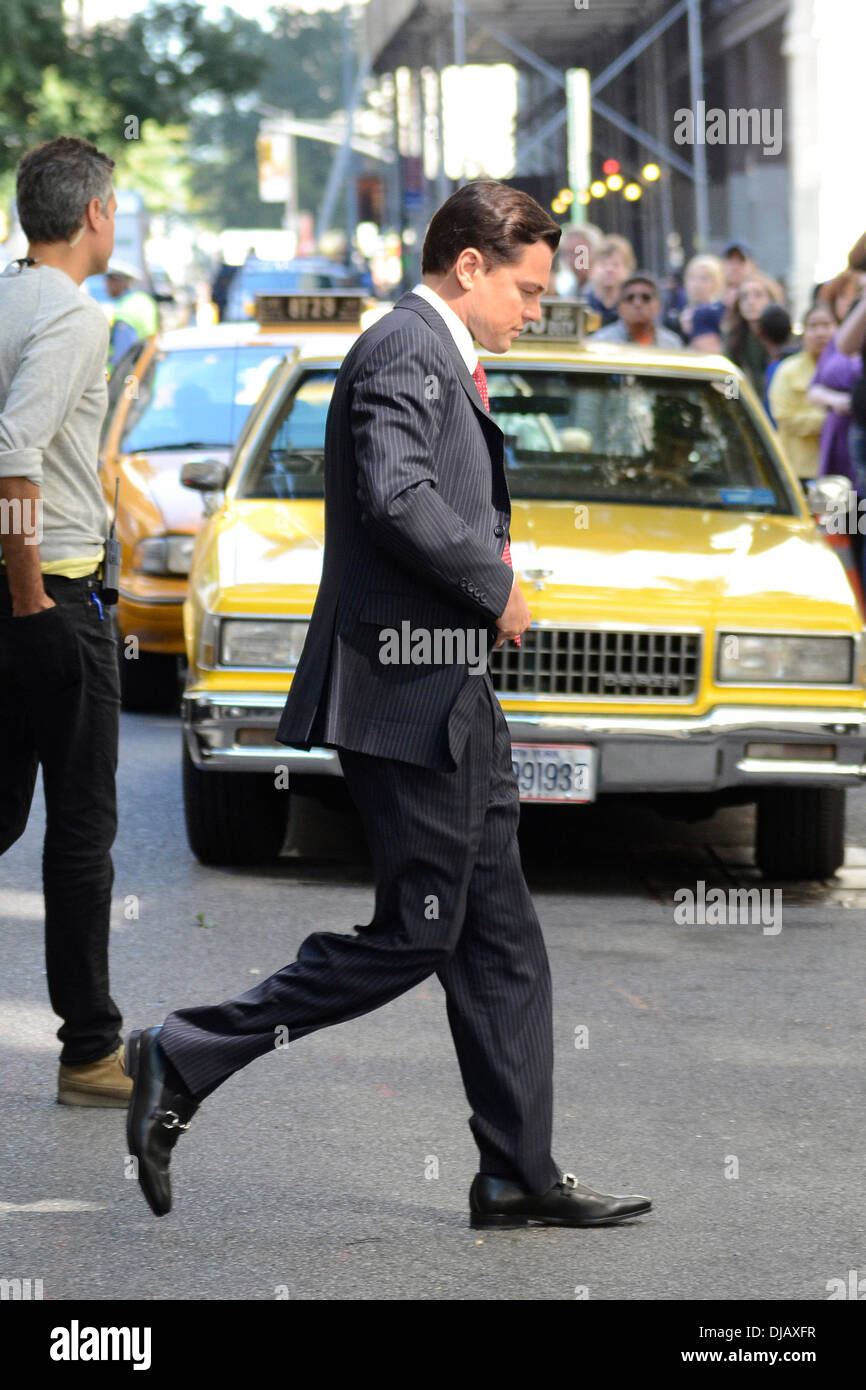 Leonardo DiCaprio filming scenes for 'The Wolf of Wall Street' in Manhattan New York City, USA - 25.08.12 Stock Photo