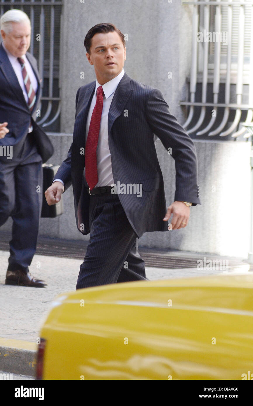 Leonardo DiCaprio filming scenes for 'The Wolf of Wall Street' in Manhattan New York City, USA - 25.08.12 Stock Photo