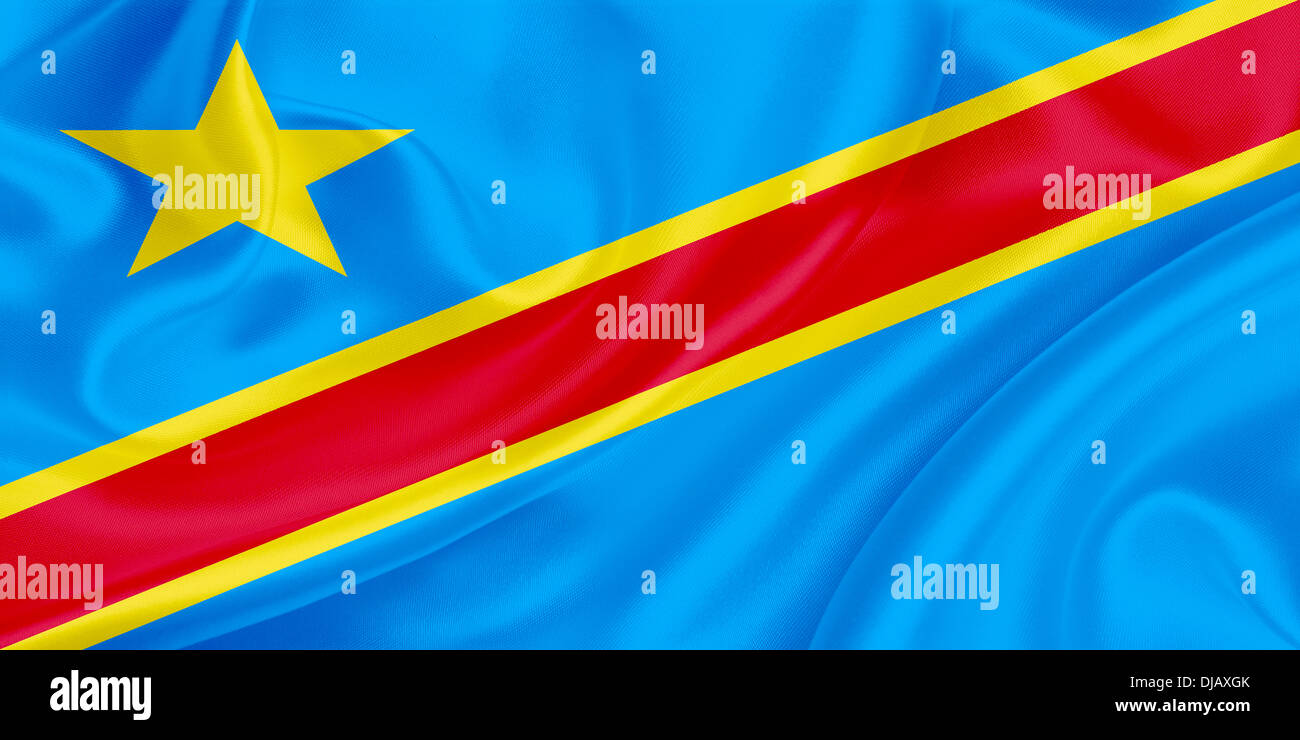 Flag of Democratic Republic of the Congo waving in the wind Stock Photo ...