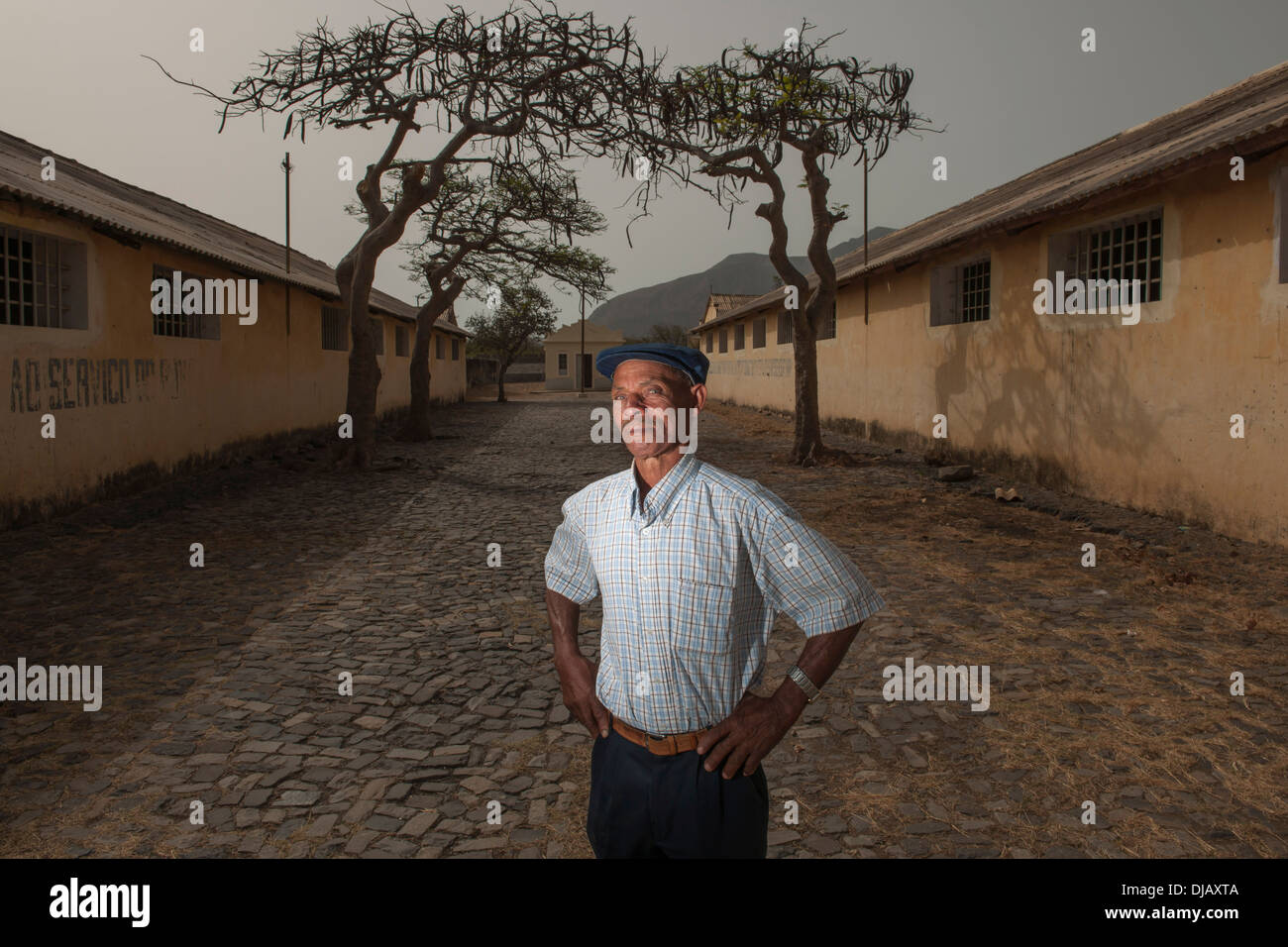 A former prisoner at the former Tarrafal concentration camp or Campo do Tarrafal, Tarrafal, Santiago, Cape Verde Stock Photo