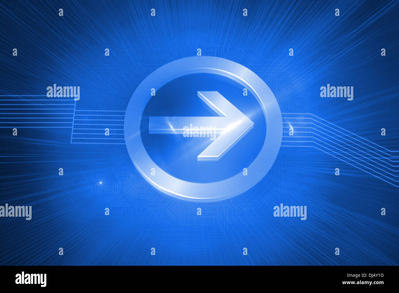 Arrow in circle pointing to the right Stock Photo - Alamy