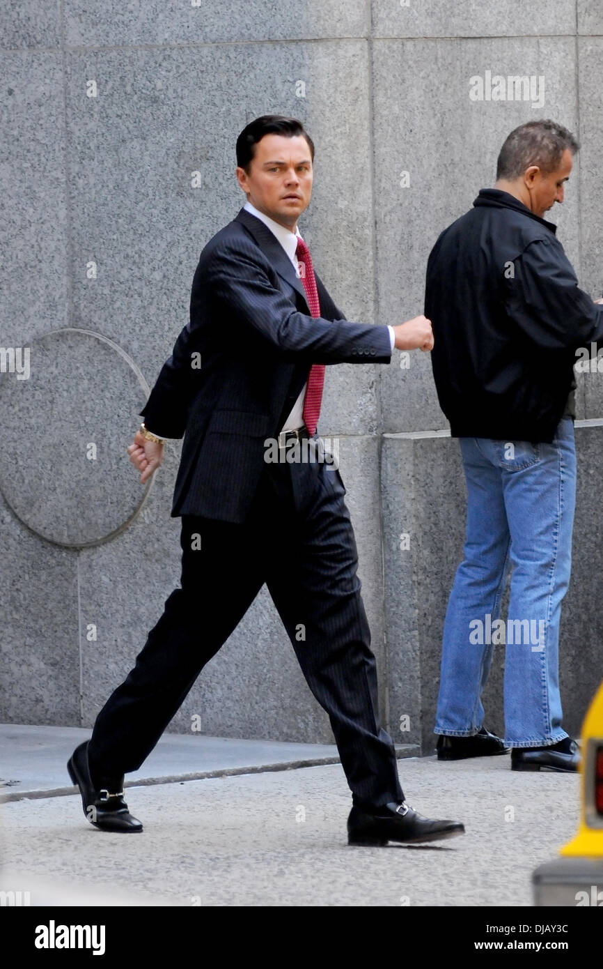 Leonardo DiCaprio filming scenes for 'The Wolf of Wall Street' in Manhattan New York City, USA - 25.09.12 Stock Photo