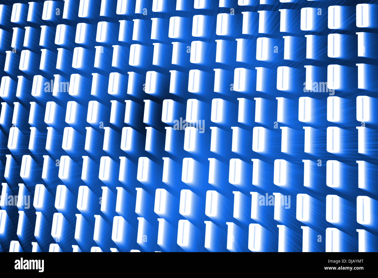 Glowing binary code on blue background Stock Photo