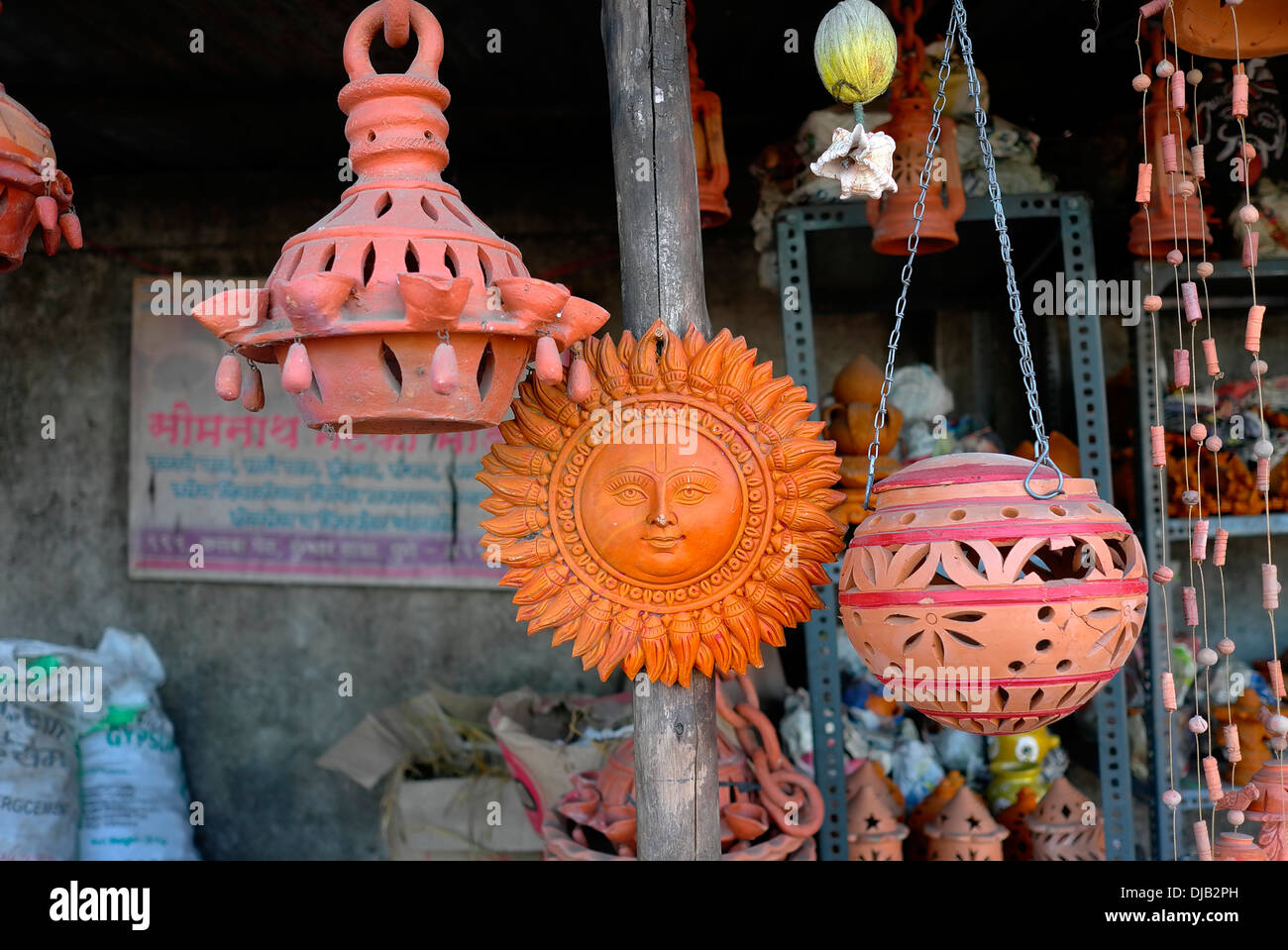 Wall hanging Handicrafts made from mud, India. Stock Photo