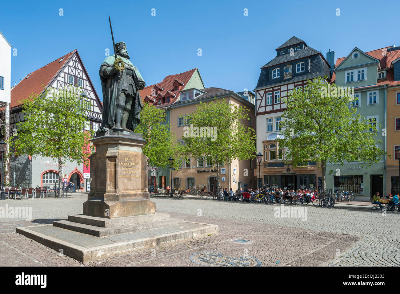 John Frederick I, Elector of Saxony, Monument by F. Drake, Market Square, Jena, Thuringia, Germany Stock Photo