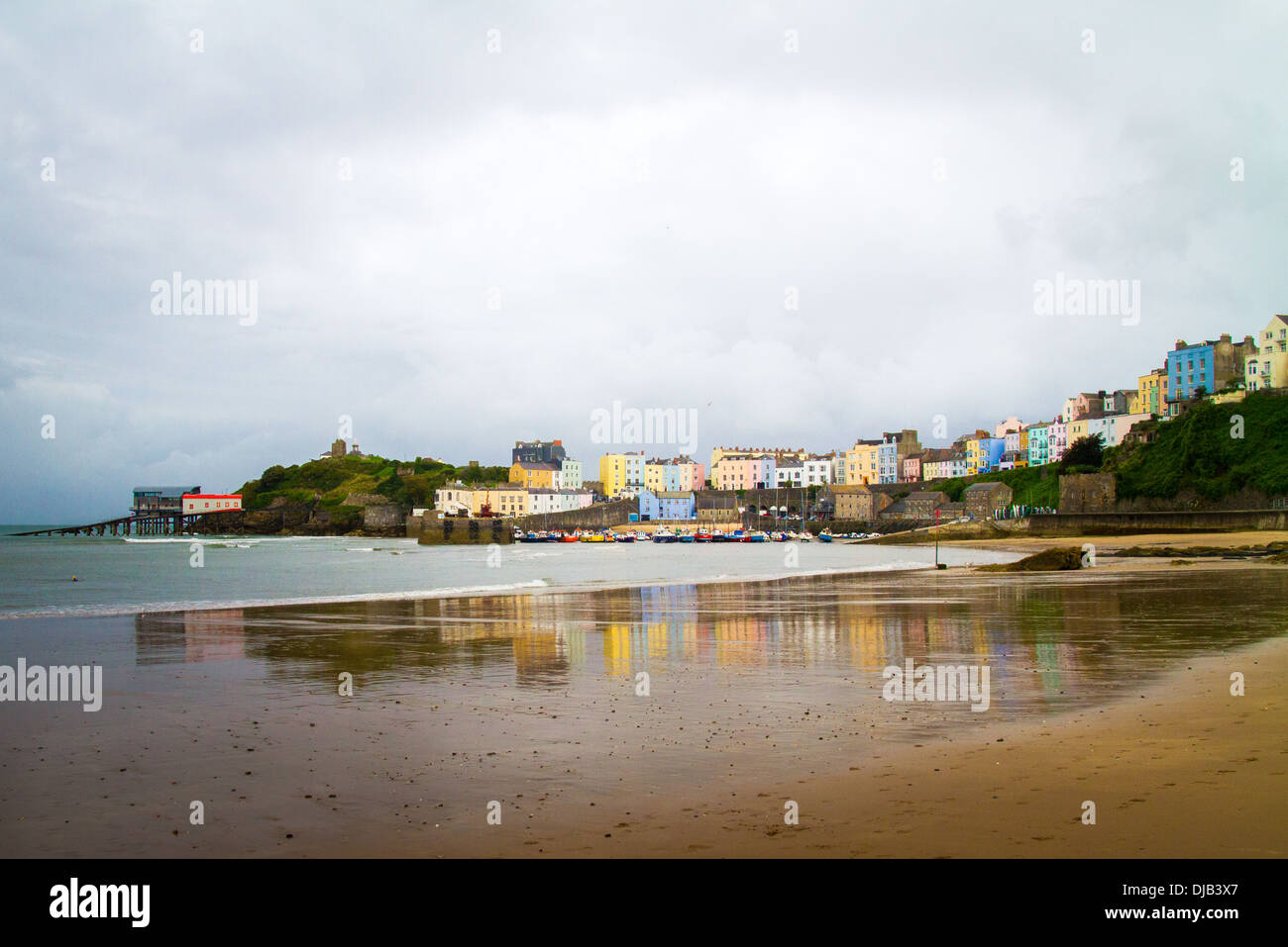 Tenby harbour and beach Pembrokeshire Wales Stock Photo