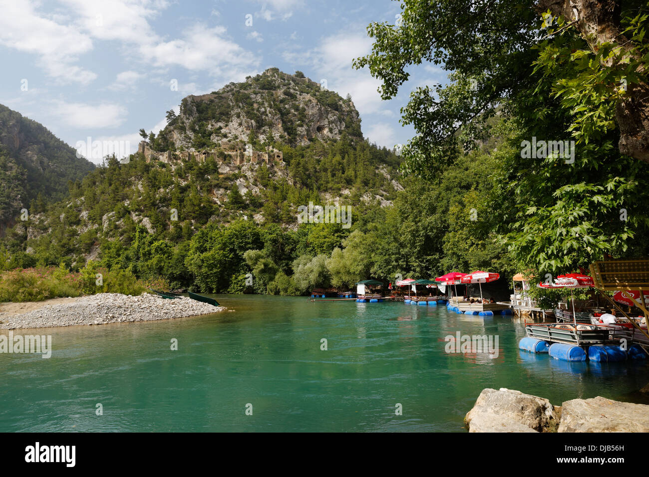 Alara Castle and Alara river, Alanya, Antalya Province, Turkey Stock Photo