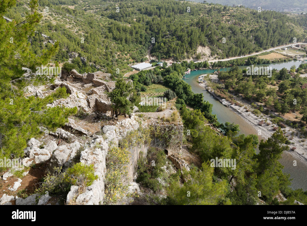 Alara Castle and Alara river, Alanya, Antalya Province, Turkey Stock Photo
