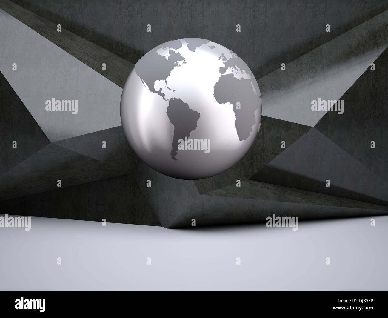 Planet on grey abstract background Stock Photo