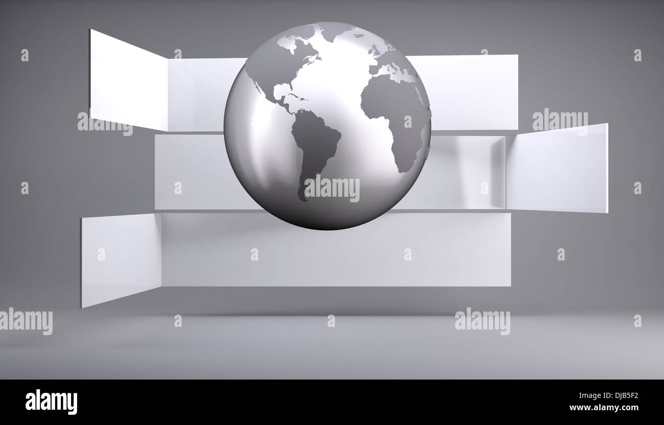 Planet on grey abstract background Stock Photo