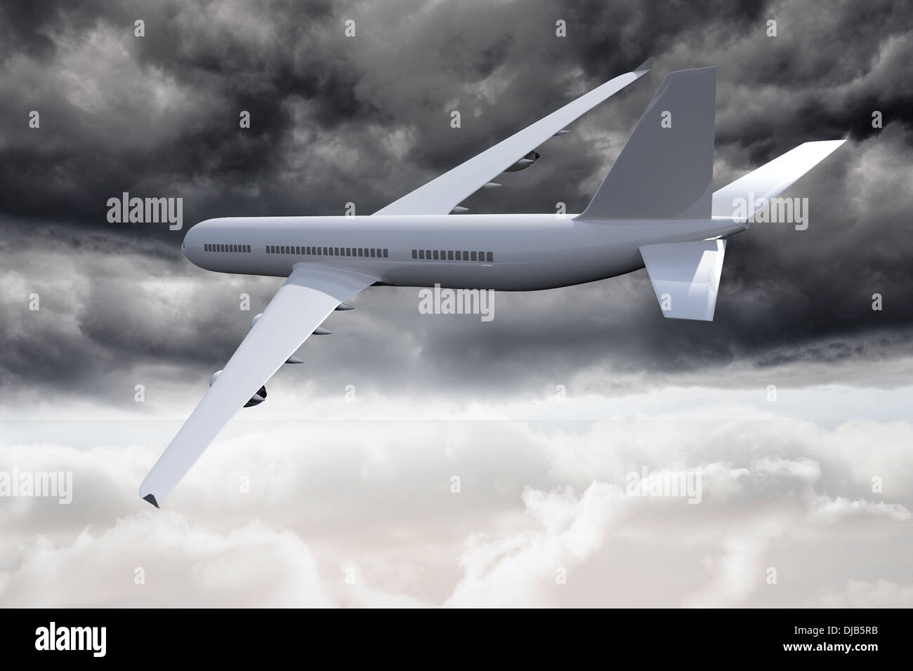 3D plane flying in the sky Stock Photo - Alamy