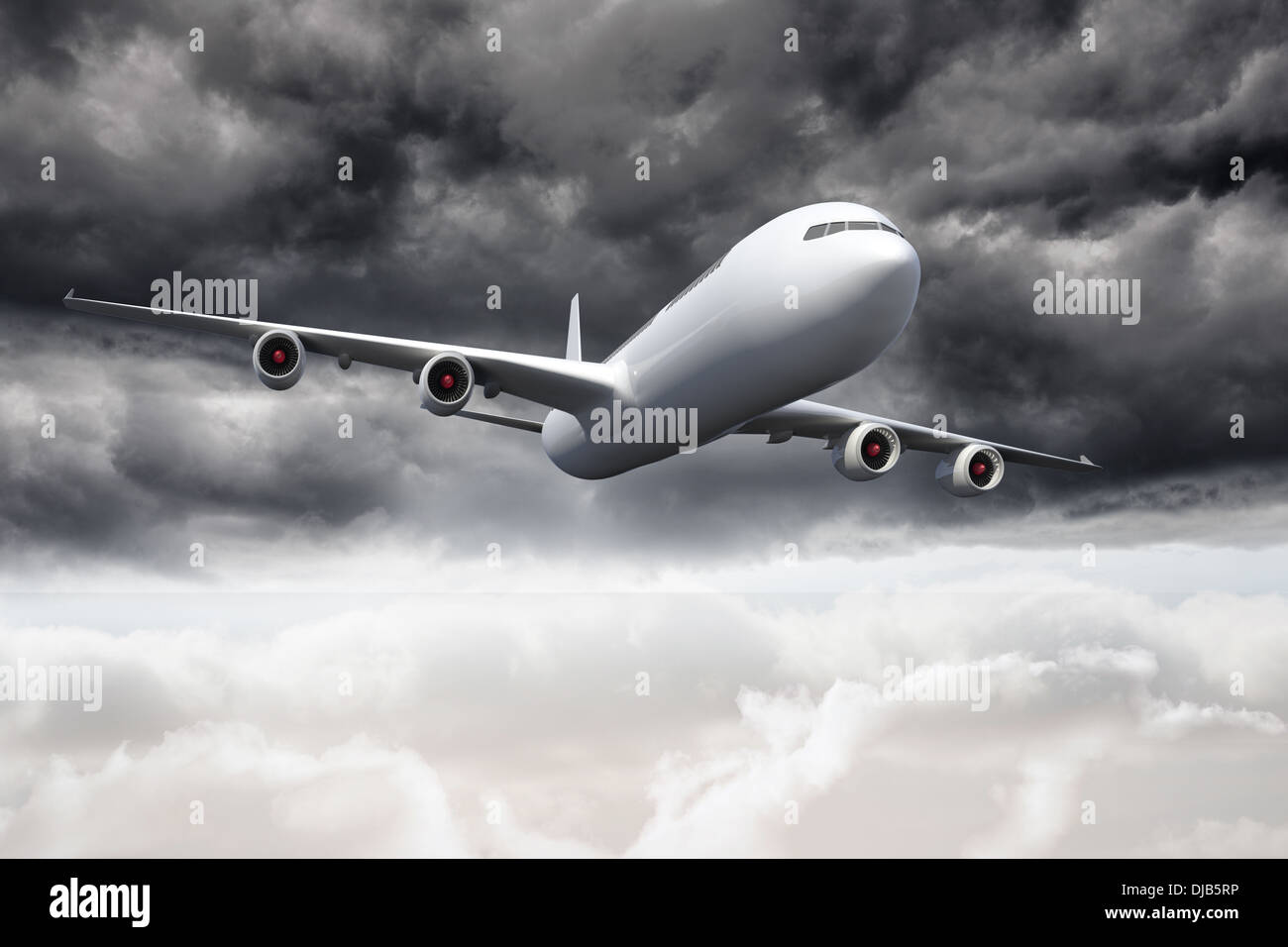 3D plane flying in the sky Stock Photo - Alamy