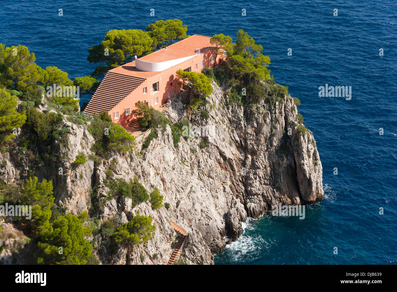 Casa Malaparte set on the Mediterranean coastline, Capri, Campania,Italy, Europe Stock Photo
