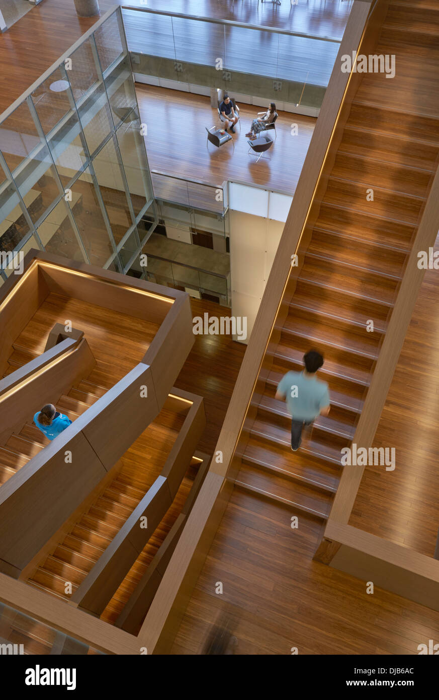Atrium staircases. The Quantum Nano Centre, Waterloo, Canada. Architect: Kuwabara Payne McKenna Bloomberg, 2013. Stock Photo