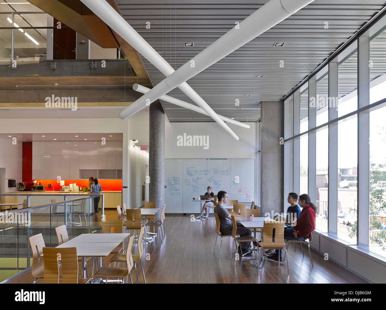 The Quantum Nano Centre, Waterloo, Canada. Architect: Kuwabara Payne McKenna Bloomberg, 2013. Café. Stock Photo