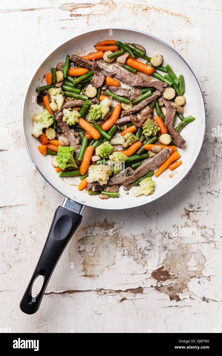 Stir fry vegetables with beef Stock Photo