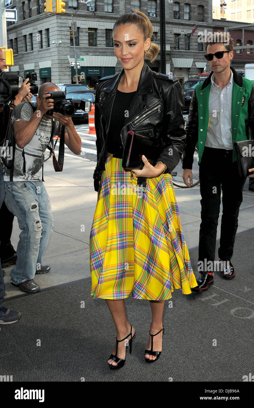 Jessica Alba and Brad Goreski return to their Manhattan hotel. Alba is