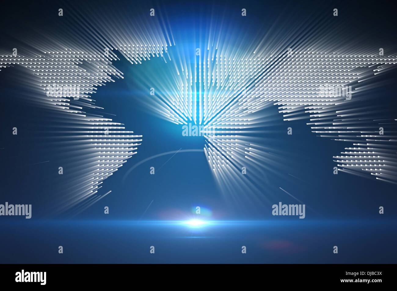Glowing world map on black background Stock Photo - Alamy