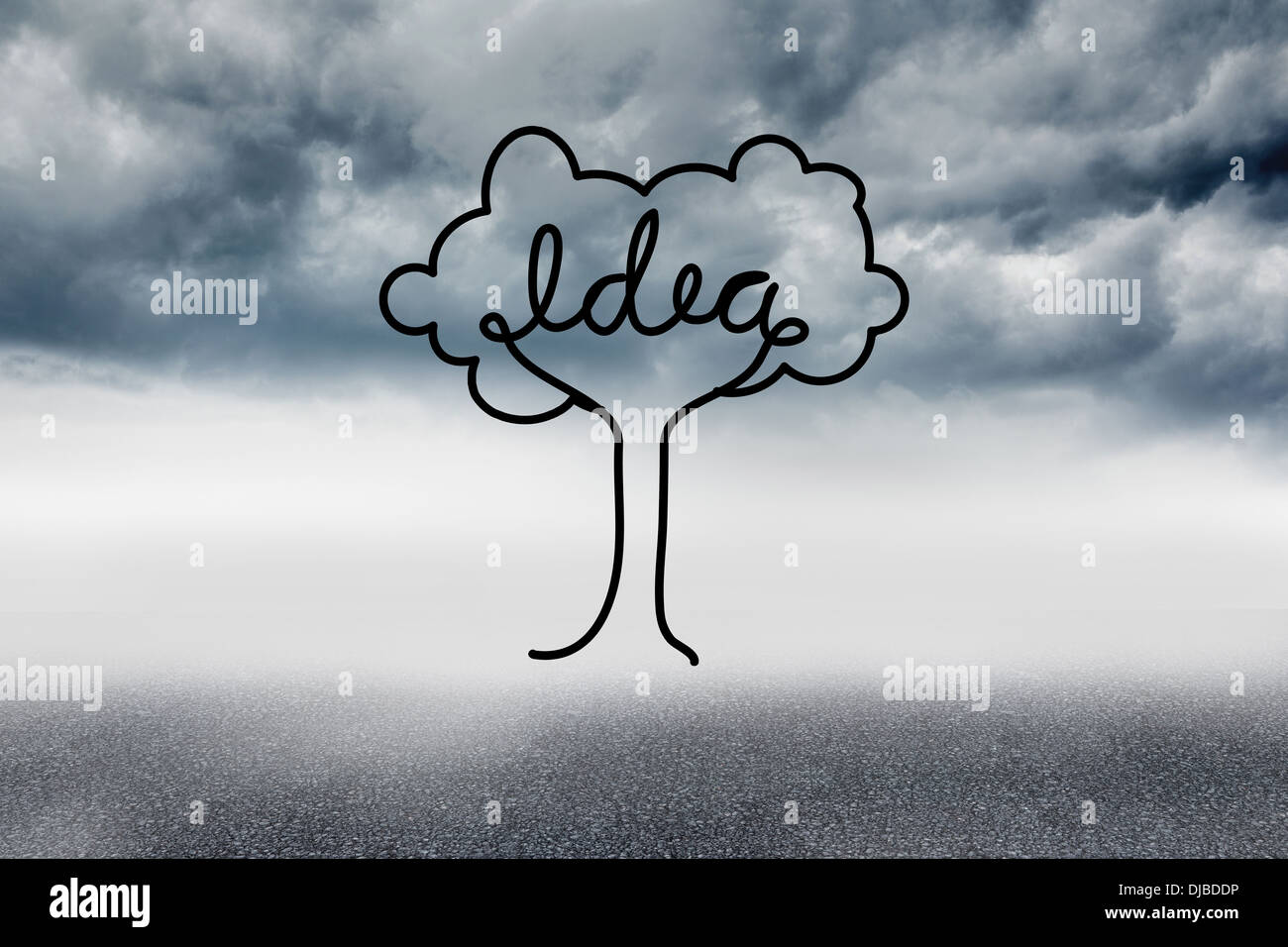 Idea tree graphic in sky Stock Photo