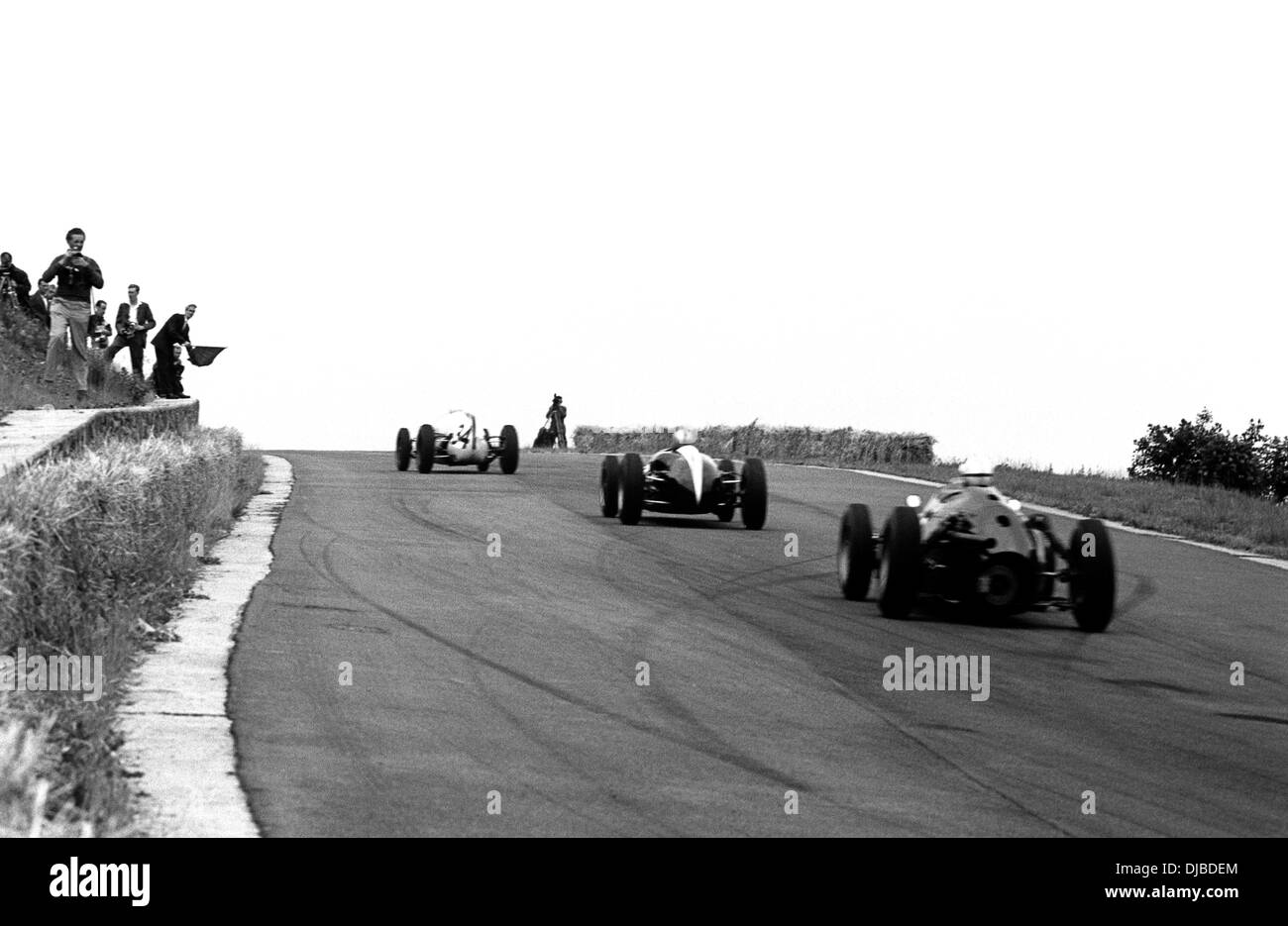 Cars on the Raidillon climb at the Belgian Grand Prix, Spa-Francorchamps, Belgium 19 June 1960. Stock Photo