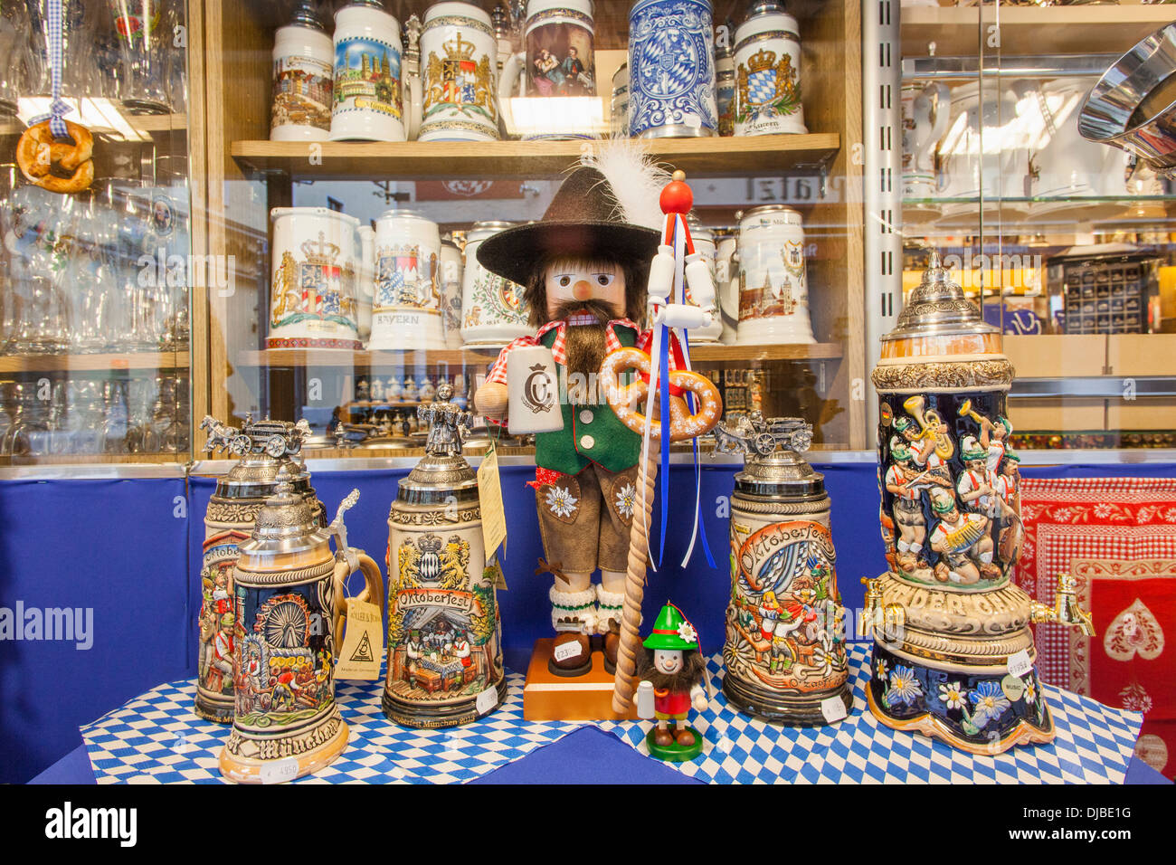 Germany, Bavaria, Munich, Souvenir Shop Window Display of Beer Steins Stock Photo: 62947404 - Alamy